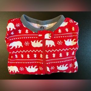 Gerber Baby Bear Fair Isle Slim Fit Footed Cotton Pajamas, Size 12M